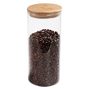 【中古】【輸入品・未使用】(Clear%ｶﾝﾏ% 52.36 Fl Oz) - 77L Glass Coffee Bean Container%ｶﾝﾏ% 52.36 FL OZ (1550 ML)%ｶﾝﾏ% Glass Food Storage Jar with Airtight Seal Ba