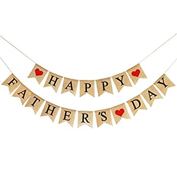 【中古】【輸入品・未使用】黄麻布Happy Fathers Dayバナー|素朴な父の日パーティーデコレーションファミリ写真プロップCelebration |父の日ギフト