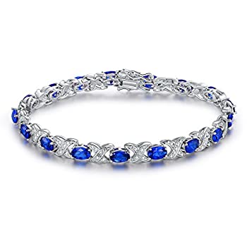 【中古】【インポート品・未当て嵌める】Barzelホワイトゴールドメッキcreated-blue-sapphire庭球腕輪