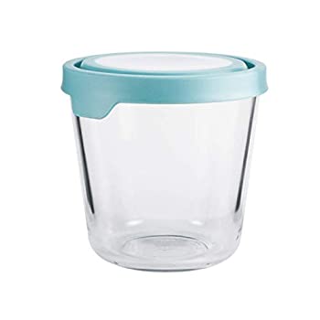 【中古】【輸入品・未使用】Anchor Hocking TrueSeal ガラス製食品保存容器 密閉蓋付き 3.5カップ (個別) ミネラルブルー