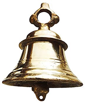 【中古】【輸入品・未使用】PARIJAT HANDICRAFT ソリッドブラス テンプルガンタ 吊り下げ船ベル 真鍮プージャベル インディアンテンプルベル サイズ3インチ