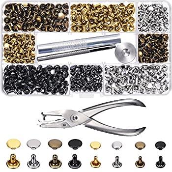 【中古】【輸入品・未使用】Bememo 240 Set Leather Rivets Double Cap Rivet Tubular Metal Studs 2 Sizes with Punch Pliers and 3 Pieces Setting Tool Kit for Leather