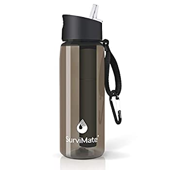 【中古】【インポート品・未当て嵌める】Survimate (サバイメイト) ろ波器付き添い人お水瓶 BPA無償性 4座標軸 ろ波器麦わら一体型 難民キャンプ/山歩き/うしろ側容器に並べる旅する/