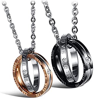 【中古】【輸入品・未使用】sweheart His & Hers Matching Setステンレススチールカップルペンダントネックレスfor Loverバレンタイン( Aペア)