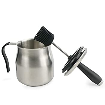 【中古】【輸入品・未使用】iZAN BBQ焙煎ブラシ付き焙煎ポット - シリコン焙煎ブラシ付きステンレススチールバーベキューソースポット、32 OZ