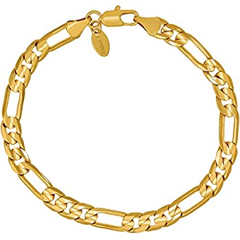 【中古】【輸入品・未使用】Lifetimeジュエリーフィガロブレスレット7?mm、24?Kゴールドwith Inlaidブロンズ、プレミアムファッションジュエリー、7???9インチ｜スカイマーケットプラス