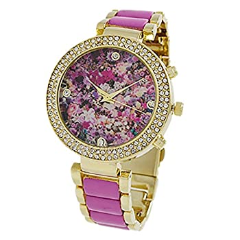 【中古】【輸入品・未使用】Rosemarie Collections レディース クリスタルサラウンド\u0026フラワーフェイス ブレスレットウォッチ パープル
