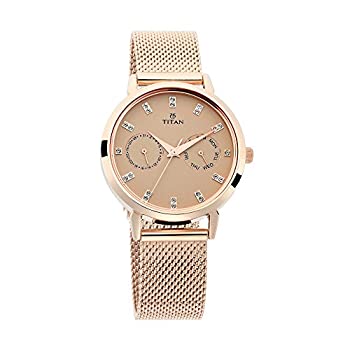【中古】【輸入品・未使用】タイタンSparkleベージュダイヤルローズゴールドメッシュストラップアナログMulti Function Watch for Women｜スカイマーケットプラス
