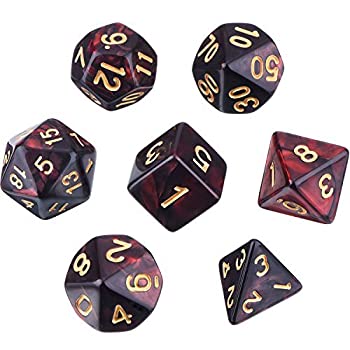 【中古】【輸入品・未使用】Polyhedral 7-Die Dice Set for Dungeons and Dragons with Black Pouch (Red Black) [並行輸入品]