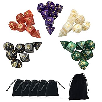 【中古】【輸入品・未使用】Smartdealspro 5 x 7-Die Series 5 Colors Marble Dungeons and Dragons DND RPG MTG Table Games Dice with Free Pouches [並行輸入品]｜スカイマーケットプラス