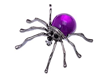 【中古】【輸入品・未使用】アリランガンメタルFatビーズボディTarantula Spiderラインストーンクリスタルピンブローチ パープル
