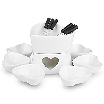 【中古】【輸入品・未使用】[Bigger Size and Improved] Fondue Pot Set%ｶﾝﾏ% Glazed Ceramic Fondue Set for Chocolate Fondue or Cheese Fondue ? Perfect Gift Idea for