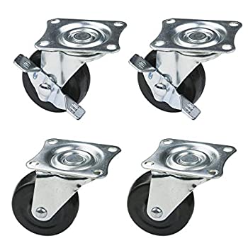 【中古】【輸入品・未使用】POWERTEC 17211低プロファイルゴム回転プレートキャスター、2インチ???4?-パック