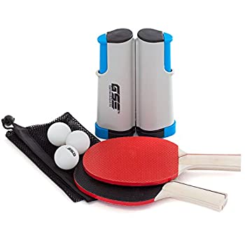 【中古】【インポート品・未当て嵌める】Retractable Anywhere Table Tennis Set with 2?Paddles \u0026 3?Balls and aメッシュストレージバッグby GSE