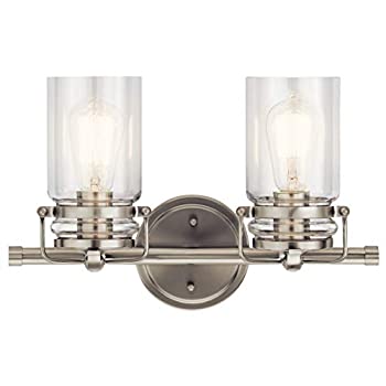 【中古】【輸入品・未使用】Kichler Lighting 45688?ni Brinley???2ライトBath Vanity、つや消しニッケル仕上げwithクリアガラス