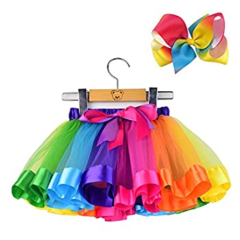【中古】【輸入品・未使用】BGFKS レイヤードバレエチュール レインボーチュチュスカート 小さな女の子用 ドレスアップ用 カラフルなヘアリボン付き US サイズ: 4-8 Years｜スカイマーケットプラス