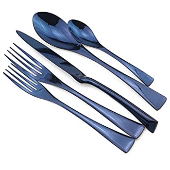 【中古】【輸入品・未使用】jankng 18?/10ステンレススチールミラー研磨Flatware Set ブルー JKKY839BLUE54