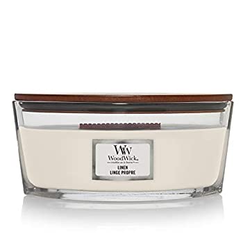 【中古】【インポート品・未当て嵌める】(11.4糎 l x 19糎 w x 8.8糎 h) - WoodWick 76135 Linen HearthWick Candle%ｶﾝﾏ% White