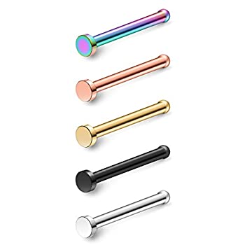【中古】【輸入品・未使用】Ruifan 5ピース サージカルスチール ノーズスタッドリング ボーン 1.5mm-3mm フラットピアスジュエリー 22G 20G 18G