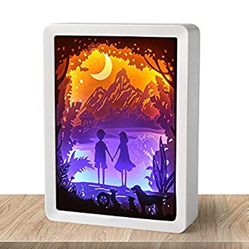 【中古】【輸入品・未使用】WOMHOPE バレンタインデー ギフト 3D ペーパーカービング ナイトライト シャドウボックス ペーパー彫刻 フレーム テーブルランプ 装飾ムードライ