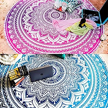 【中古】【輸入品・未使用】Folkulture 2のセット Mandala Round Tapestry ヒッピー インド人 ジプシー テーブルクロス ビーチタワー Round Yoga Mat 丸いヨガマット Blue a｜スカイマーケットプラス 22,848円