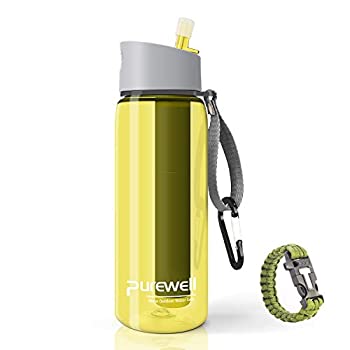 【中古】【輸入品・未使用】Purewell フィルターウォーターボトル BPAフリー 4段階統合フィルターストロー付き キャンプ ハイキング バックパッキング 旅行用