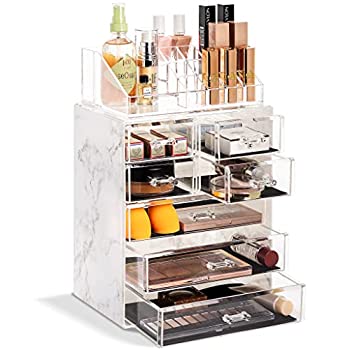 【中古】【インポート品・未当て嵌める】Sorbus Luxe マーブルコスメティックメイクアップ\u0026宝飾品納める入れもの見せびらかす ? 広々とした青写真 ? 二階建てバスお部屋、用だんす、かざり付ける台、カ