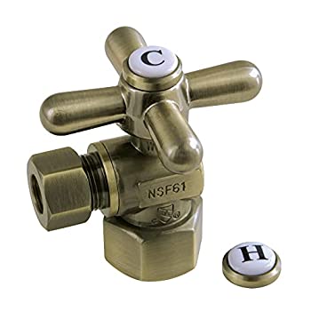 【中古】【輸入品・未使用】Kingston Brass CC43103X クオーターターンバルブ(1/2インチ FIP X 3/8インチ O.D. 圧縮)、アンティーク真鍮