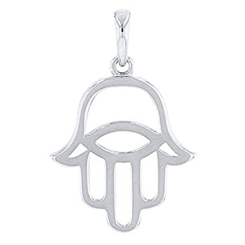 【中古】【輸入品・未使用】ソリッド14?Kホワイトゴールドハムサファティマの手with Evil Eye Charmペンダント｜スカイマーケットプラス