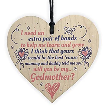 【中古】【輸入品・未使用】XLD Store Will You Be My Godmother木製ハートプラークGoddaughter Godson洗礼式Asking Gifts for Her|スカイマーケットプラス