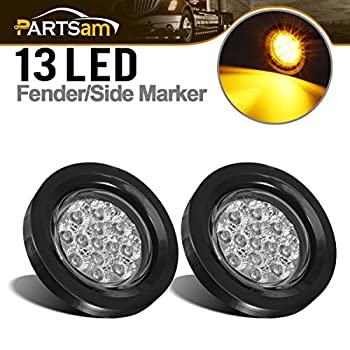 【中古】【輸入品・未使用】Partsam クリアレンズ アンバーLED 2.5インチ ラウンドクリアランス サイドマーカーキット ライト/グロメット/ワイヤ付き ピグテール/トラック/