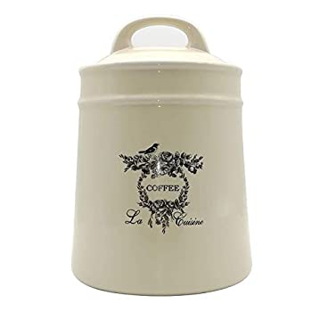 【中古】【輸入品・未使用】Lonovel セラミックコーヒーキャニスタージャー 密閉コーヒーストレージコンテナ ハンドル蓋付き セラミック食品ストレージジャー コーヒー豆用