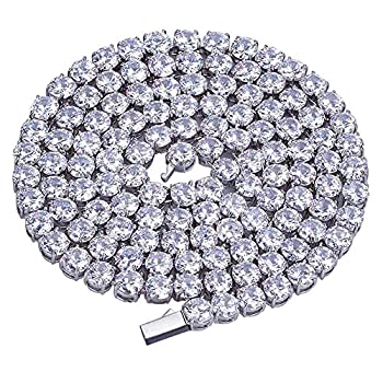 【中古】【輸入品・未使用】JINAO 18Kゴールドメッキ 1列 6mm 人工ダイヤモンド アイスアウト キュービックジルコニア チェーン メンズ ヒップホップ テニス チョーカー ネ