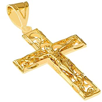 【中古】【輸入品・未使用】LIFETIME JEWELRY 大きなフィリグリー十字架クロスネックレス 男女兼用 24Kゴールドメッキ Extra Large ゴールド|スカイマーケットプラス