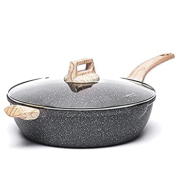【中古】【輸入品・未使用】Carote 6.5クォート ノンスティックソテーパン ヘルパーハンドル付き 深いスキレット カバー付き ノンスティックジャンボクッカー グラナイトス