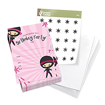 【中古】【輸入品・未使用】Ninja Girl 1ハッピーバースデー招待状 招待状 25枚入り 封筒とシールステッカー付き ビニール製 女の子 子供 パーティー ニンジャ 女の子 1｜スカイマーケットプラス