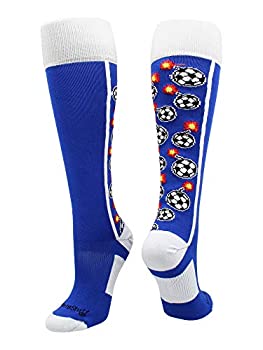 【中古】【インポート品・未当てはめる】MadSportsStuff クレイジー ボン赤ちょうちん 蹴球靴下 (ロイヤル/白いこと L)