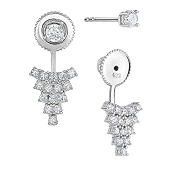 【中古】【輸入品・未使用】Tilo Jewelry スターリングシルバー キュービックジルコニア フロントバック三角形スタッドピアス