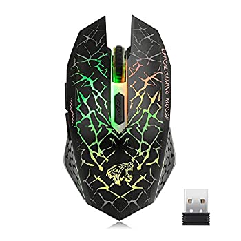 【中古】【輸入品・未使用】Q8 ワイヤレスゲーミングコンピュータマウス 2.4GHz USB光学充電式 人間工学LEDワイヤレスサイレントマウス 3段階調節DPI 6ボタン PC/ノートパソ
