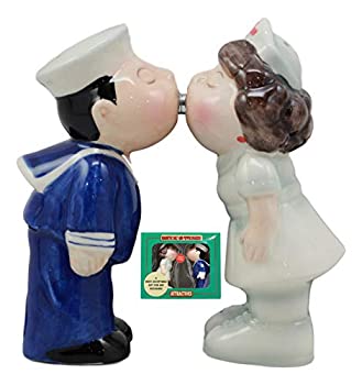 【中古】【輸入品・未使用】Ebros Sailor Kissing Nurse Salt And Pepper Shakers Set Ceramic Figurines Party Kitchen Tabletop Decor Collectible|スカイマーケットプラス