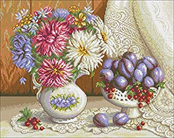 【中古】【輸入品・未使用】クロスステッチ 刺繍キット 生命の花 14CT 白 48x40cm [並行輸入品] 5,180円