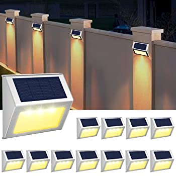 【中古】【輸入品・未使用】Solar Deck Lights Outdoor JSOT [Warm Light] Bright Step Stairs Light with Light Sensor Waterproof Stainless Steel Fence LED Lamp Lighti