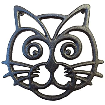 【中古】【輸入品・未使用】Cat Trivet - Black Cast Iron - for Kitchen & Dining Table - More Than One Makes a Set for Counter%カンマ% Wall Art or Decoration Accessory画像