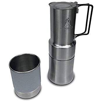 【中古】【輸入品・未使用】nCampポータブル/コンパクトエスプレッソスタイルステンレススチール製カフェ/ピクニック用ハイキングとキャンプ用コーヒーメーカー