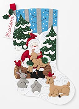 【中古】【輸入品・未使用】Bucilla Felt Stocking Applique Kit 18%ﾀﾞﾌﾞﾙｸｫｰﾃ% Long-Santa's Forest Family