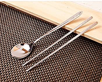 【中古】【輸入品・未使用】[KITSM SENSE] ステンレススチールスプーンと箸12セット / Stainless Steel Spoon and Chopsticks 12Set / 装飾模様 / Decorative pattern / 食