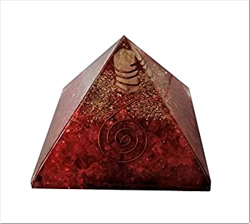 【中古】【輸入品・未使用】クリスタルクォーツエネルギーロッドとパープルディップレッドジャスパーOrgoneピラミッド：グッドラックヒーリングチャーム、神のスピリチュア