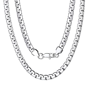 【中古】【輸入品・未使用】ChainsPro 幅4mm / 6mm ラウンドボックスチェーン 18/20/22/24/26/28/30インチ 18Kゴールドメッキ/316Lステンレススチール/ブラック (ギフトボッ
