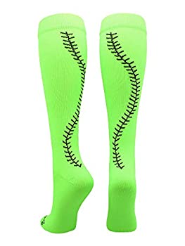 【中古】【インポート品・未当てはめる】MadSportsStuff ソフトボール靴下 ふくらはぎに編み目 複数形色 M 緑であること