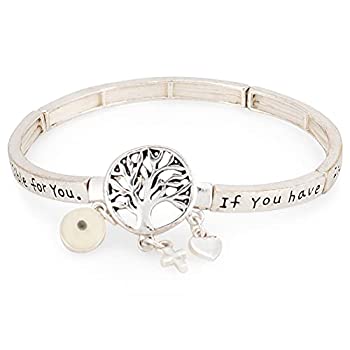 【中古】【輸入品・未使用】Dicksons Faith of a Mustard Seed Tree of Life レディース タイル ストレッチ シルバーメッキ チャームブレスレット